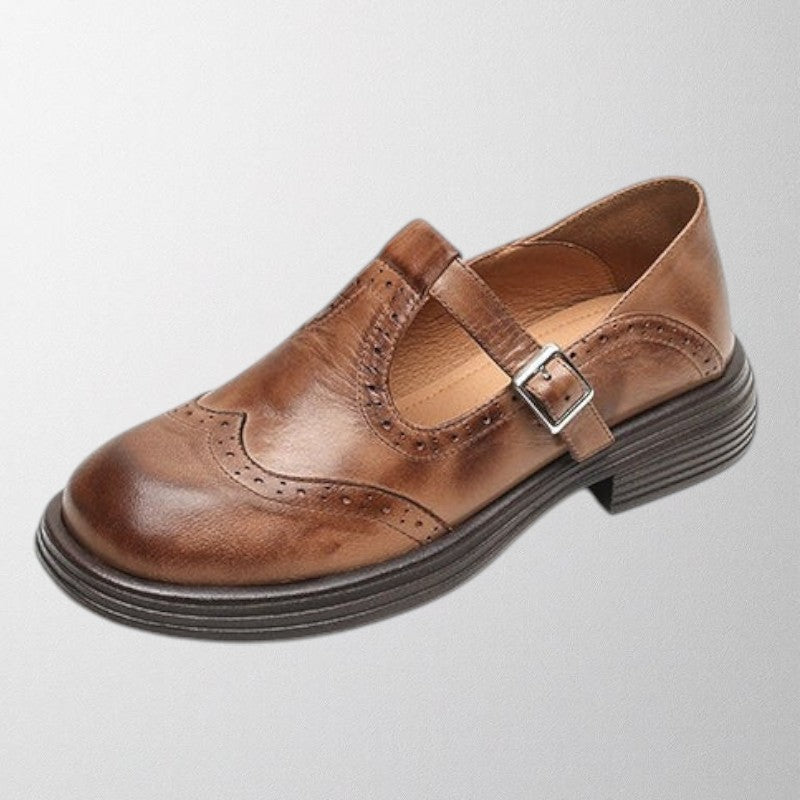 Kvinders Spænde Strap Brogue Sko – Klassiske Rundtåede Flade Sko til Hverdag & Kontorbrug
