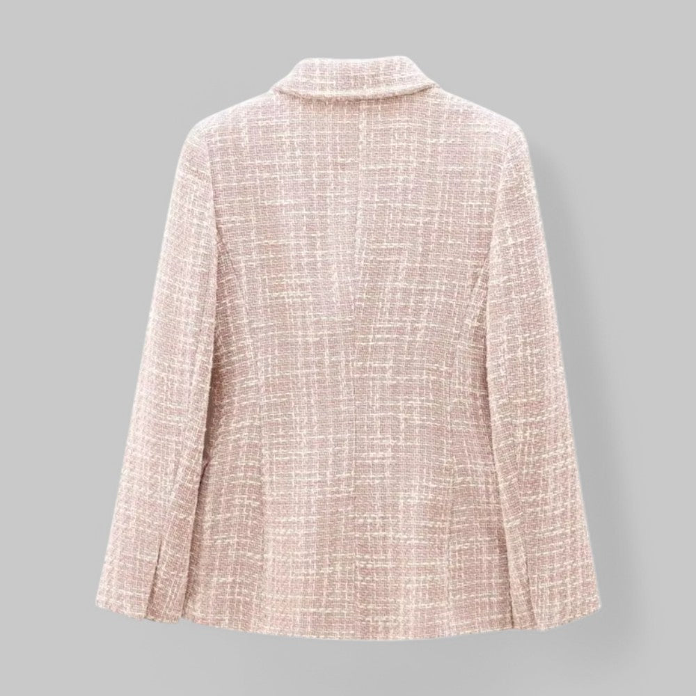 Kvinders Klassiske Dobbeltradede Lyserøde Tweed Blazer