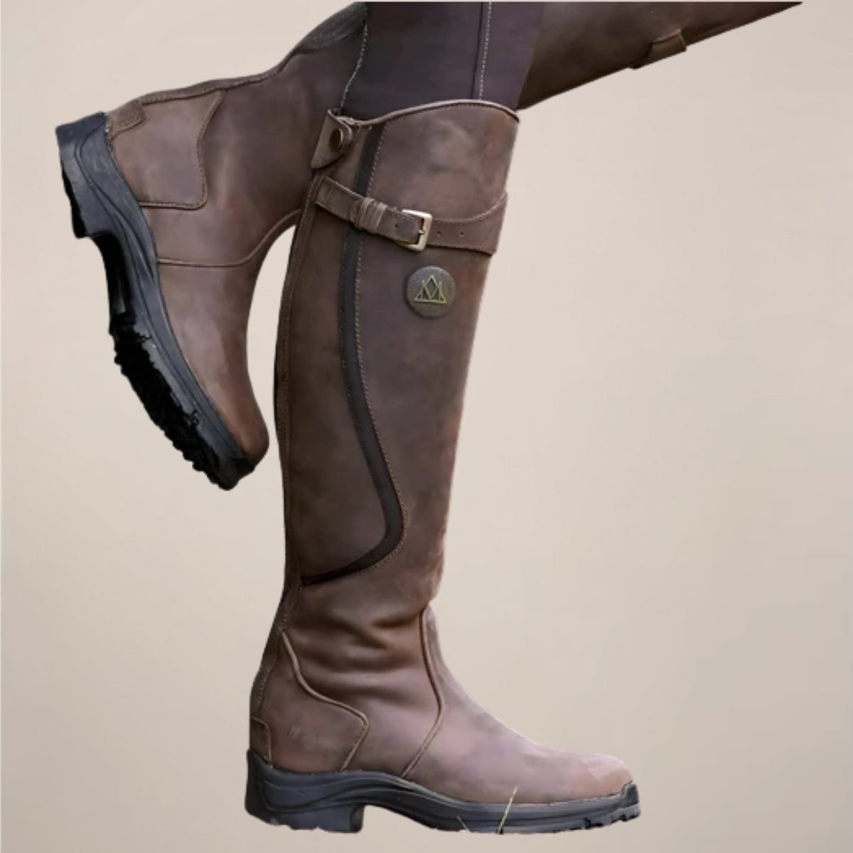 Kvinders Knæhøje Ride Støvler med Sidelukning Detaljer – Udendørs Equestrian Stil