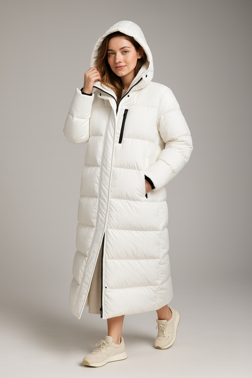 Kvinders Lange Hætte Puffer Jakke – Maxi, Vandafvisende & Varm