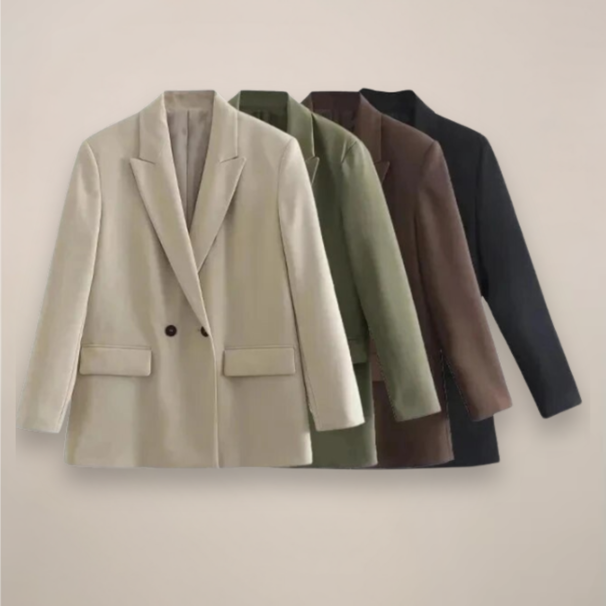 Kvinders Oversized Dobbeltradet Blazer Frakke – Lang Smart Jakke til Efterår/Vinter