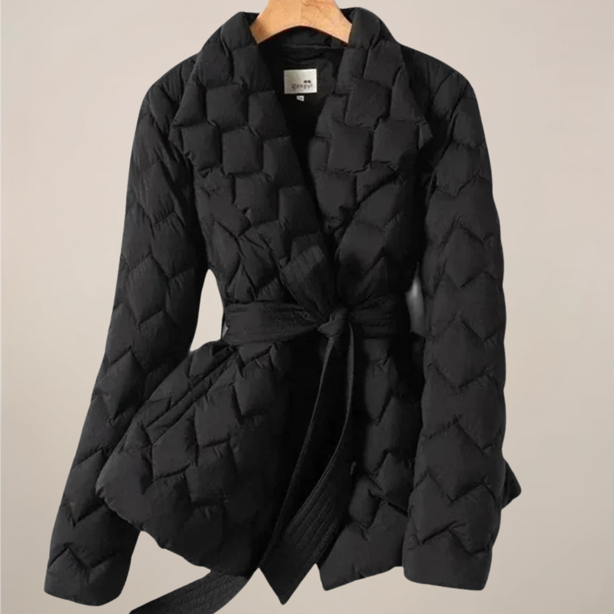 Kvinders Puffer Jakke – Quiltet Design – Bælte i Taljen – Elegant Pasform