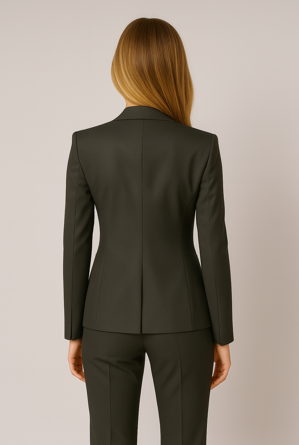 Kvinders sorte tre-delt slim fit jakkesæt – Skræddersyet blazer, vest og bukser – Elegant outfit til alle sæsoner