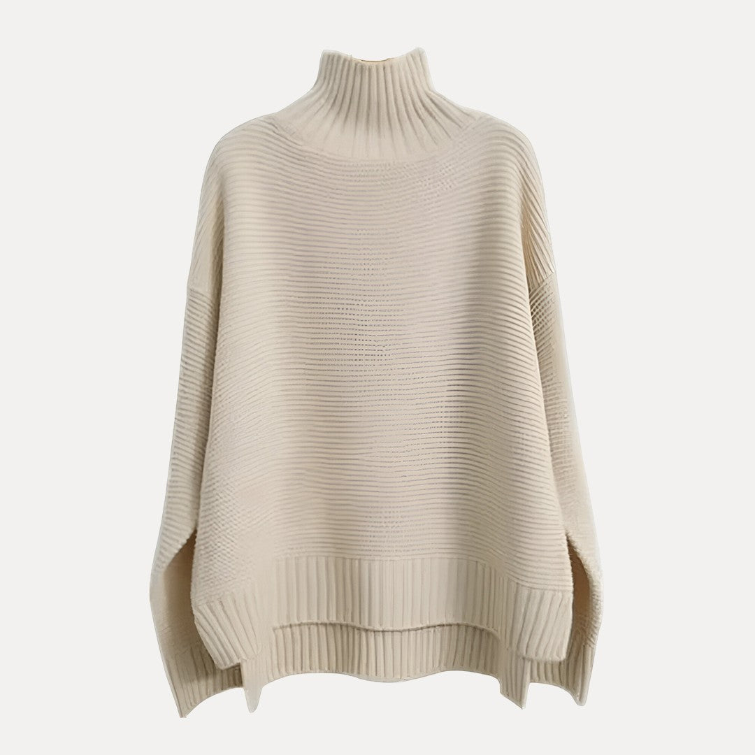 Dame Turtleneck Sweater – Løs Pasform med Side Slids