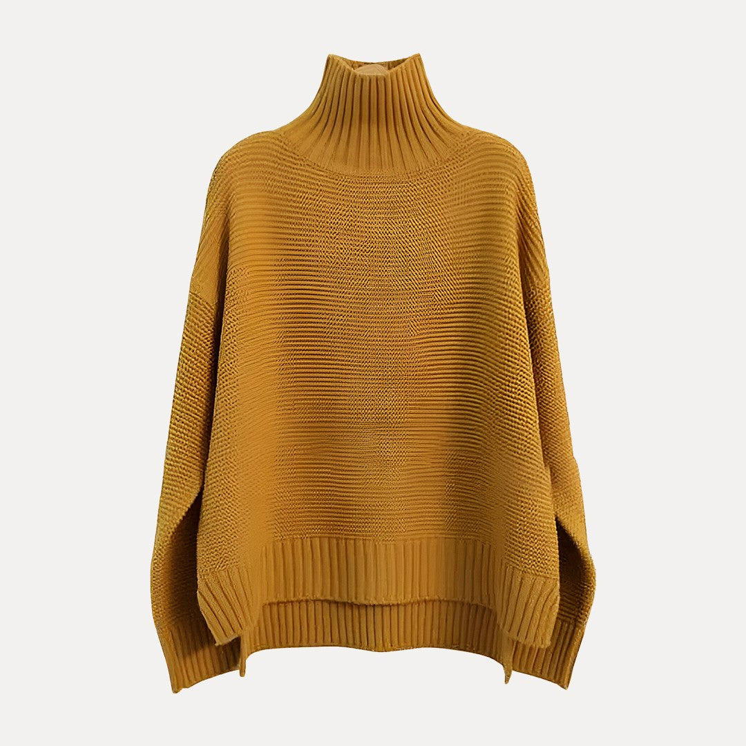 Dame Turtleneck Sweater – Løs Pasform med Side Slids