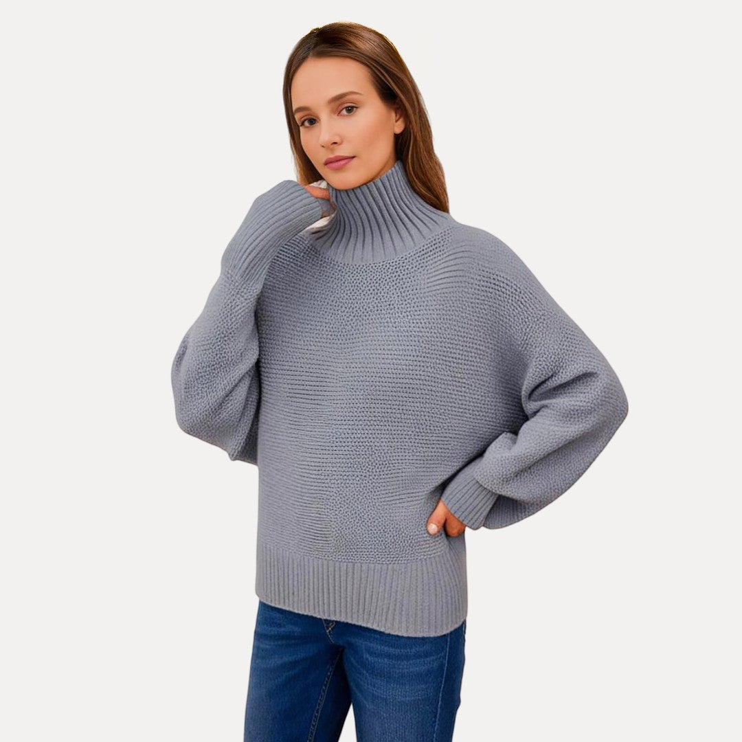 Dame Turtleneck Sweater – Løs Pasform med Side Slids