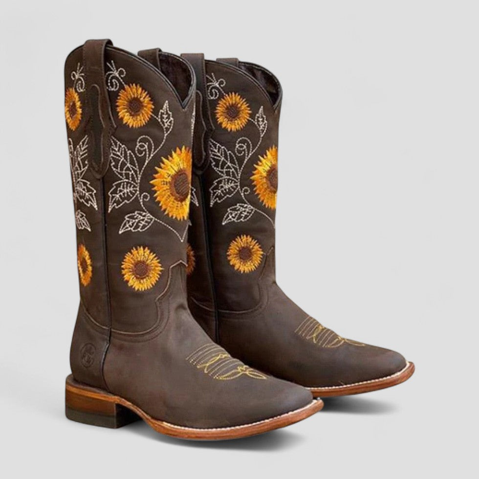 Kvinders Vesterlandske Cowboy Støvler – Blomsterbroderi Design