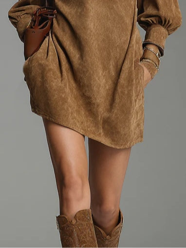 Florence | Suede Turtleneck Mini Kjole