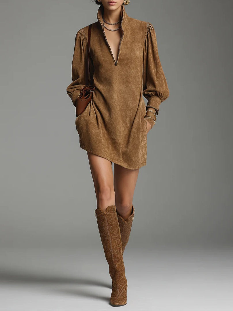Florence | Suede Turtleneck Mini Kjole