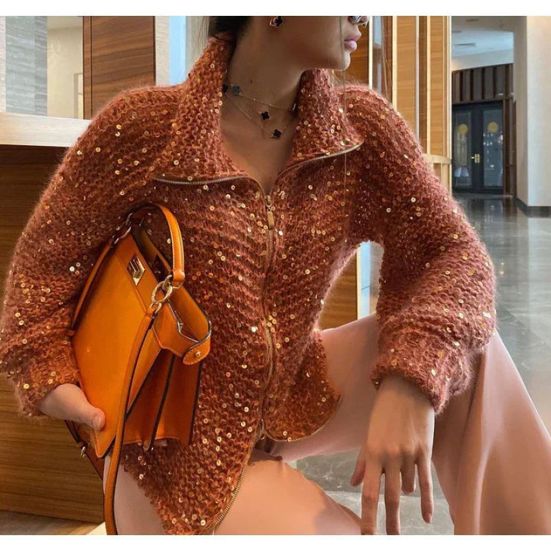 Sol Cardigan Kvinde – Elegant, Komfortabel & Sofistikeret Paillet Sweater