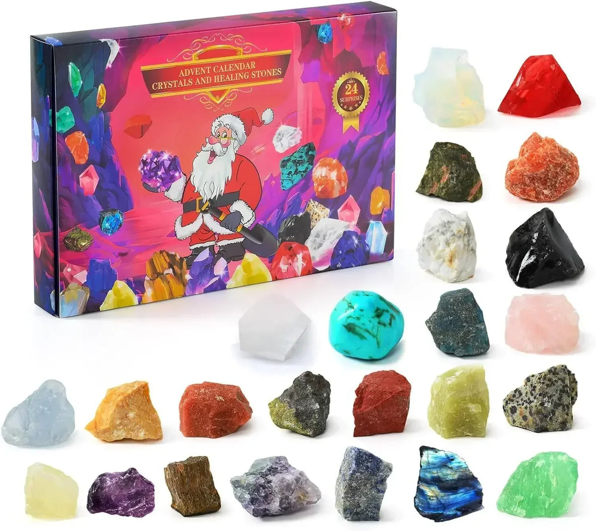 Gemstone Advent Calendar for Children - 24 Genuine Gemstones
