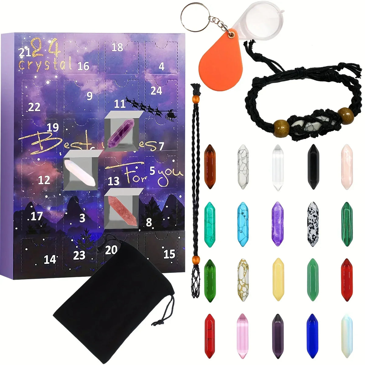 Gemstone Advent Calendar for Children - 24 Genuine Gemstones