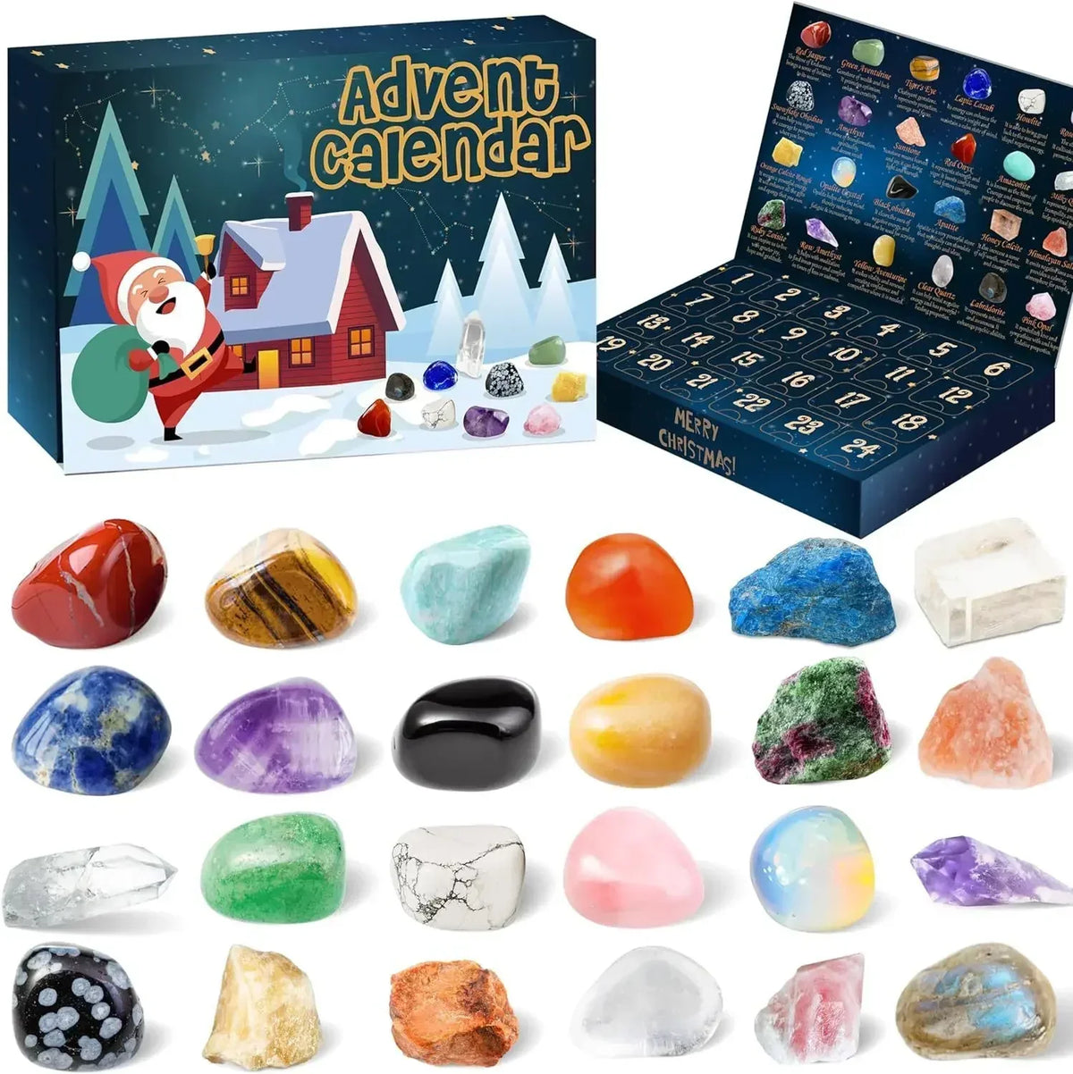 Gemstone Advent Calendar for Children - 24 Genuine Gemstones