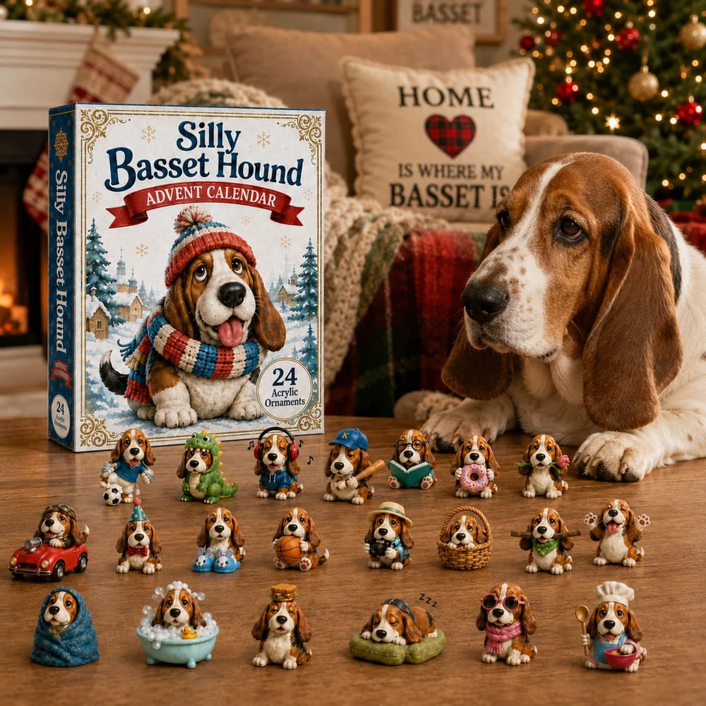 Galna Basset Hound Adventskalender 2026 – 24 Dagar Fulla av Överraskningar