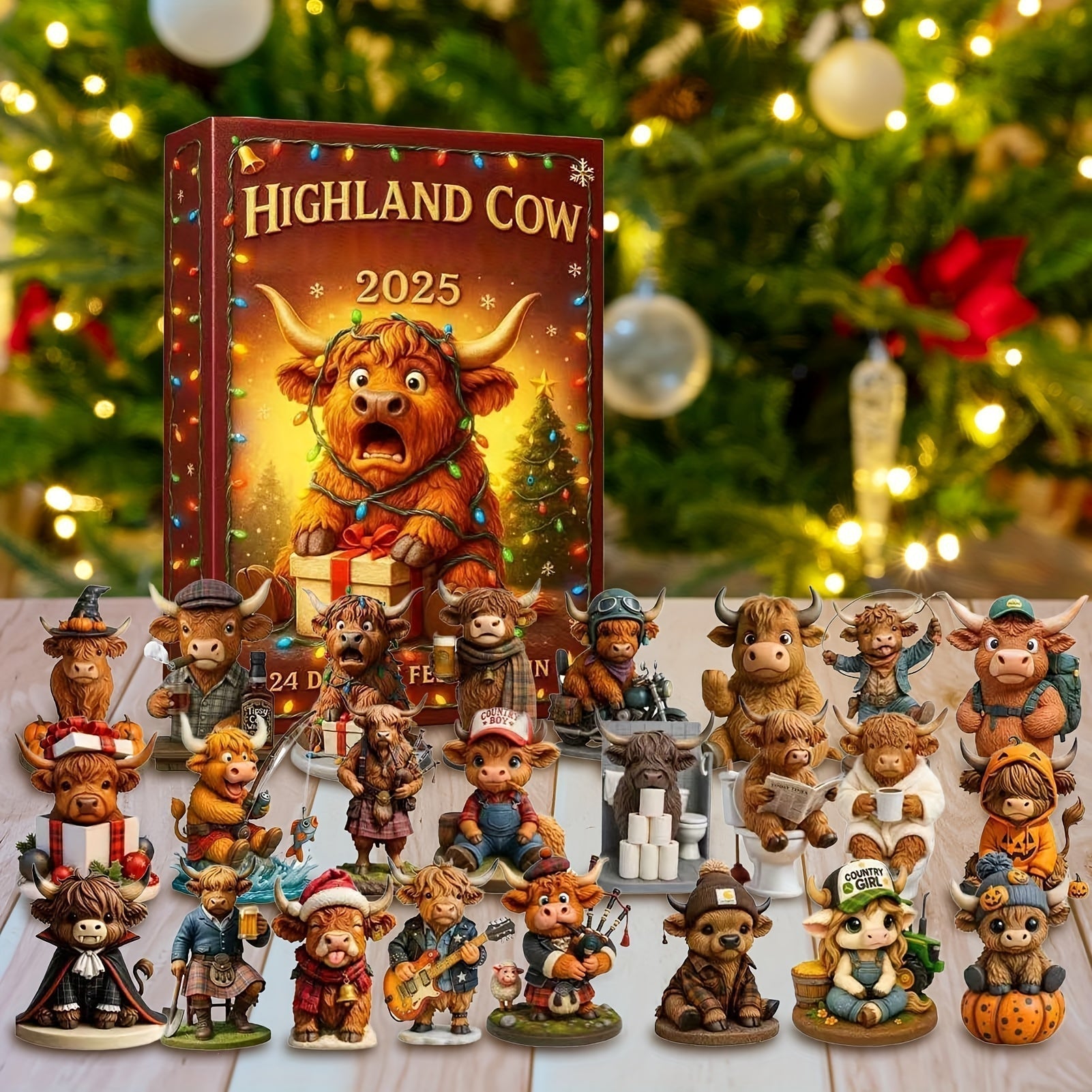 HighlandJoy | 3D Highland Cow Adventskalender 2025 Unikt juleoplevelse med 24 figurer
