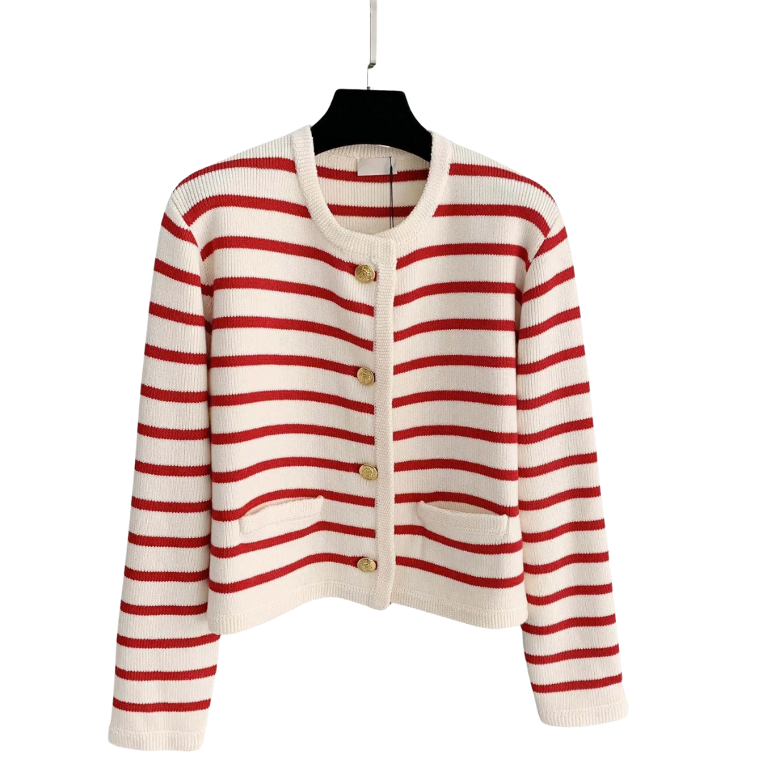 Stribet cardigan til damer