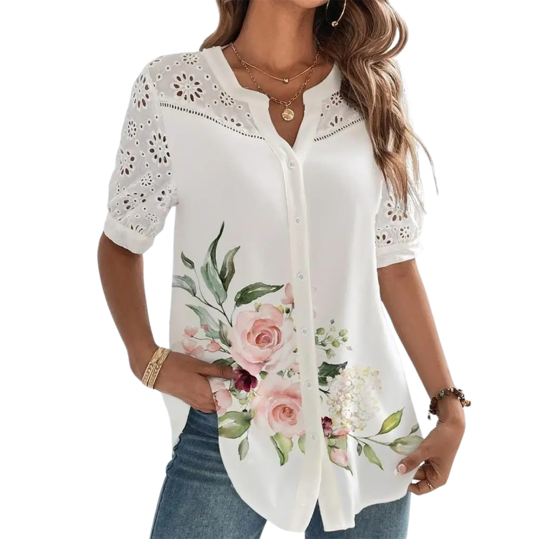 Kortærmet casual bluse til kvinder