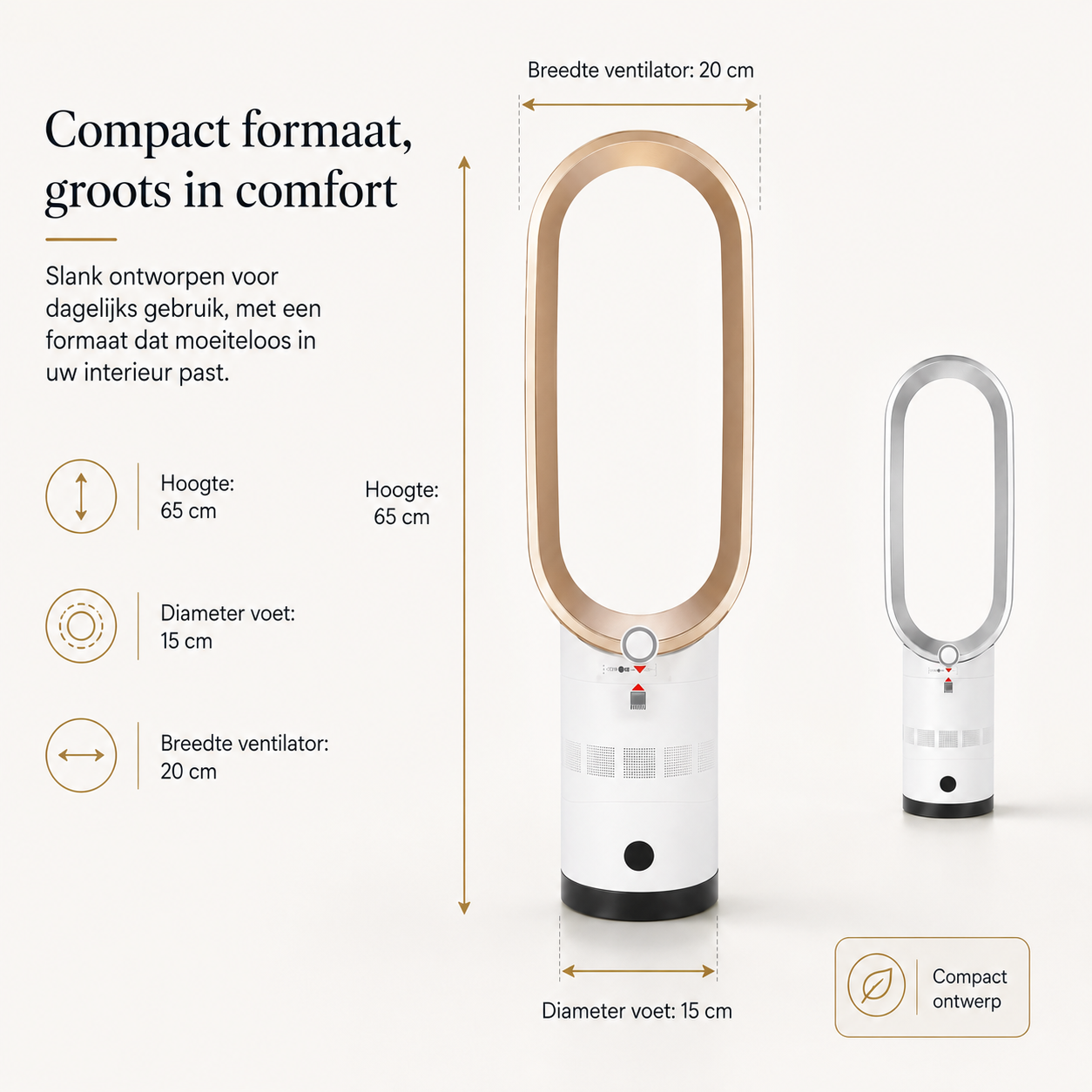 Airpure | Kompakt 3-i-1 Luftrenser & Køler | Med Oscillation & LED Berøringskontrolpanel