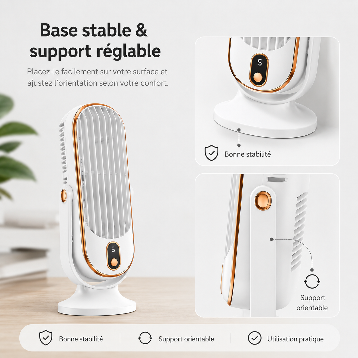 AeroLux Elite Køleventilator | Dobbelt Motor, 720° Rotation, Genopladelig via USB & Ultra Stille for Ultimativ Komfort Overalt