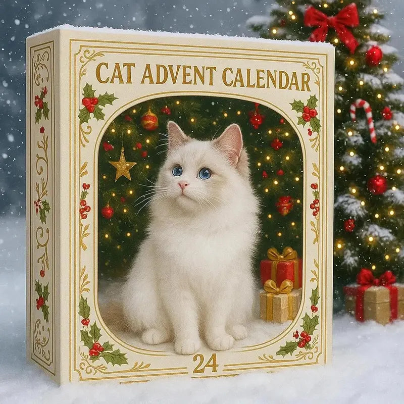 KattenKerst Adventskalender – 24 Festlige Akryl Kattefigurer til Juleglæde