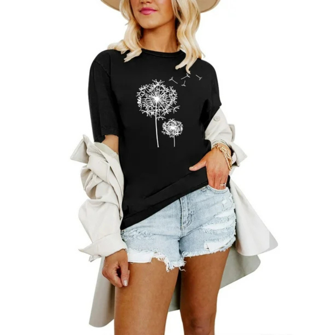 Mælkebøtte Print Crew Neck T-shirt