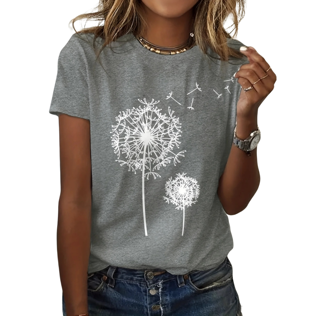 Mælkebøtte Print Crew Neck T-shirt