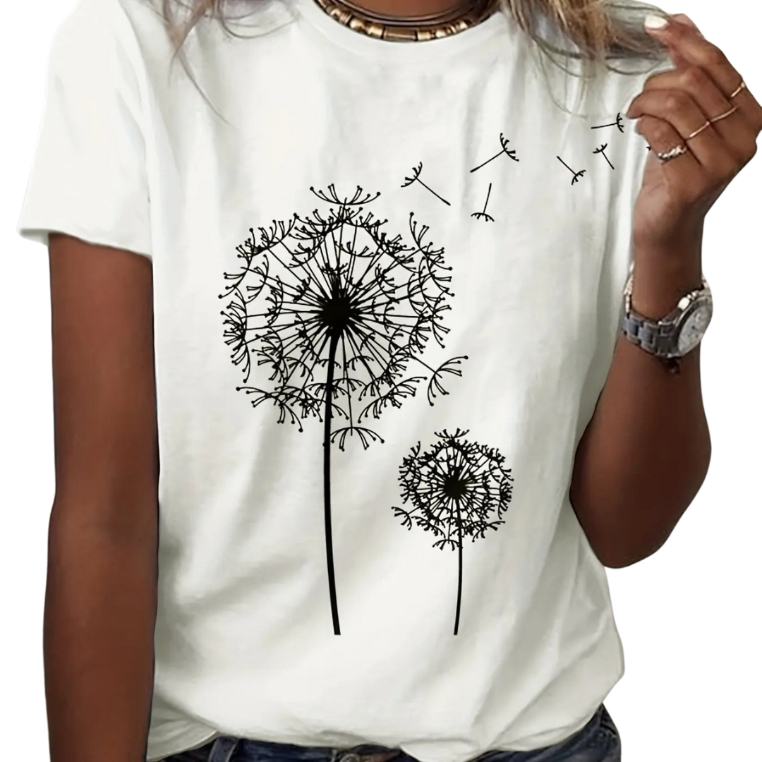 Mælkebøtte Print Crew Neck T-shirt