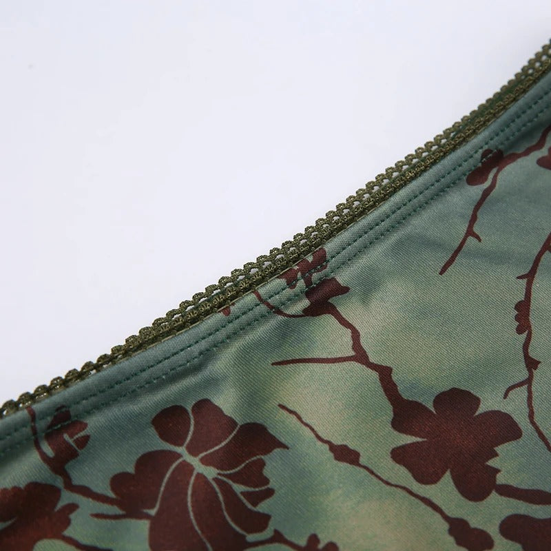 Vintage midi-nederdel med blomsterprint