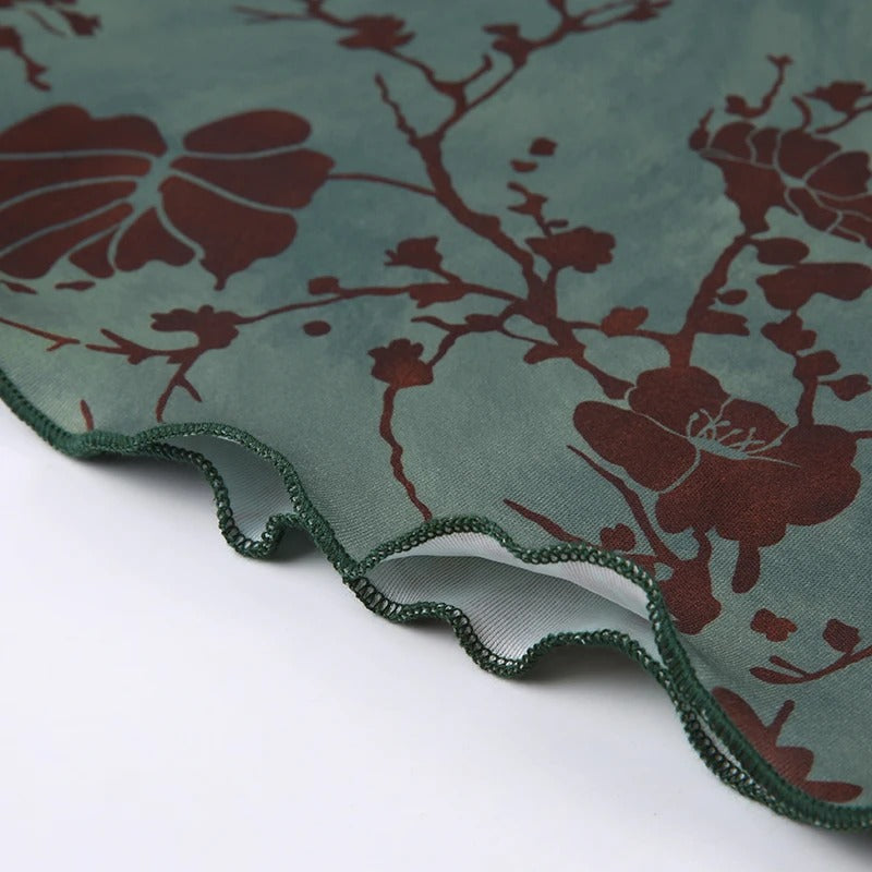 Vintage midi-nederdel med blomsterprint