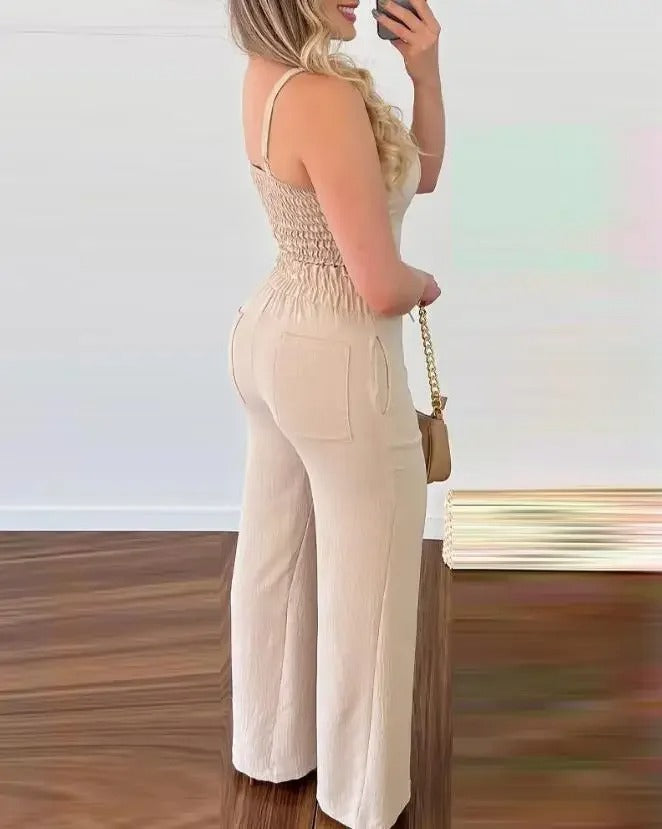 Spaghetti Strap V-hals Rygløs Jumpsuit
