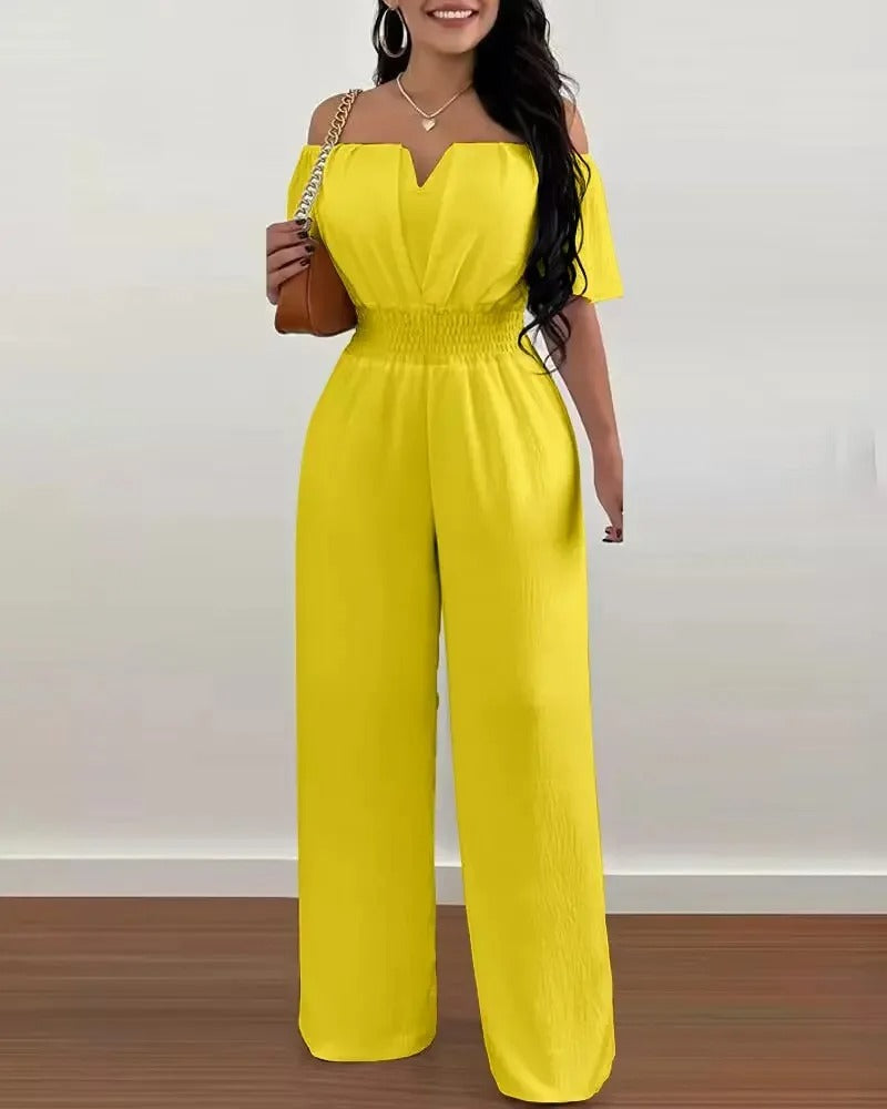 Off Shoulder Jumpsuit med brede ben til kvinder