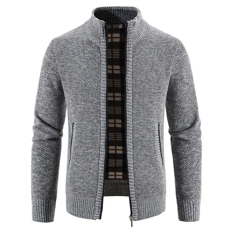 Varm fleece-cardigan med lynlås til mænd