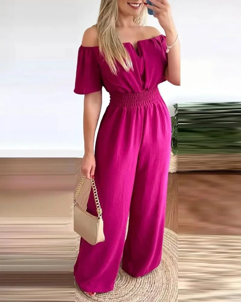 Off Shoulder Jumpsuit med brede ben til kvinder