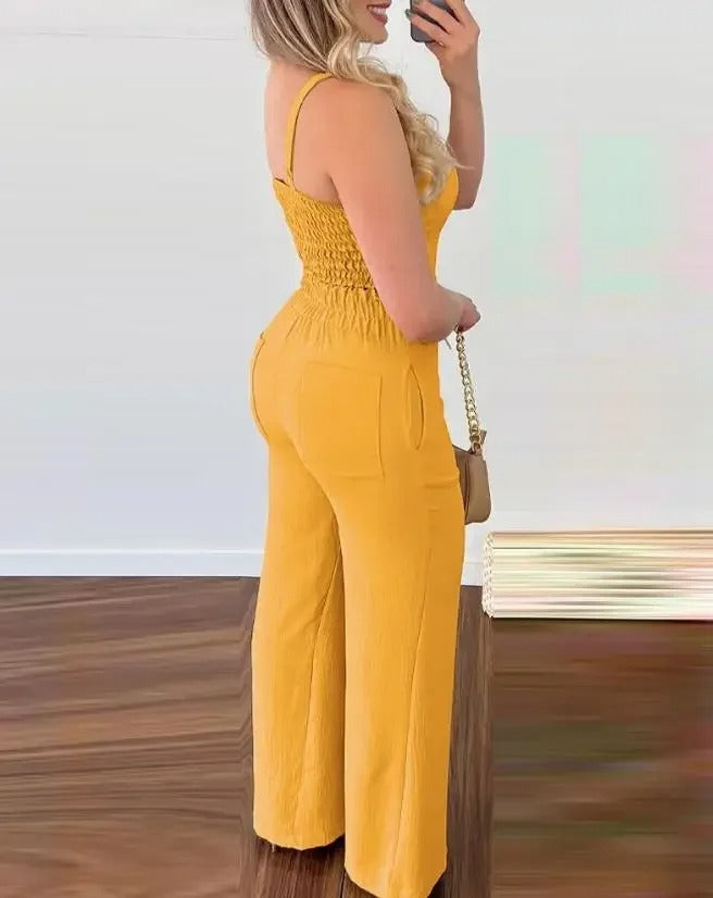 Spaghetti Strap V-hals Rygløs Jumpsuit