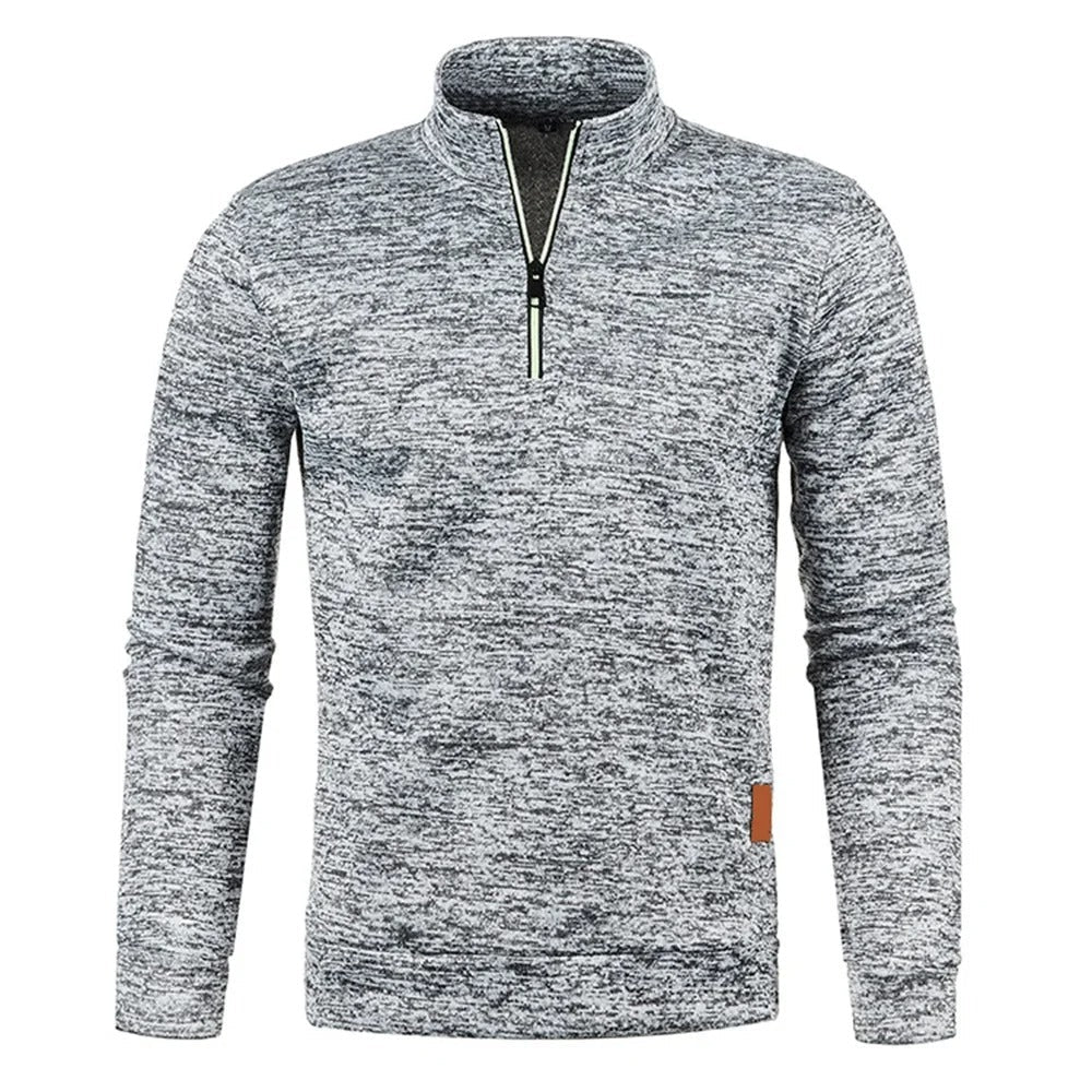 Rullekrave-sweatshirt med halv lynlås til mænd