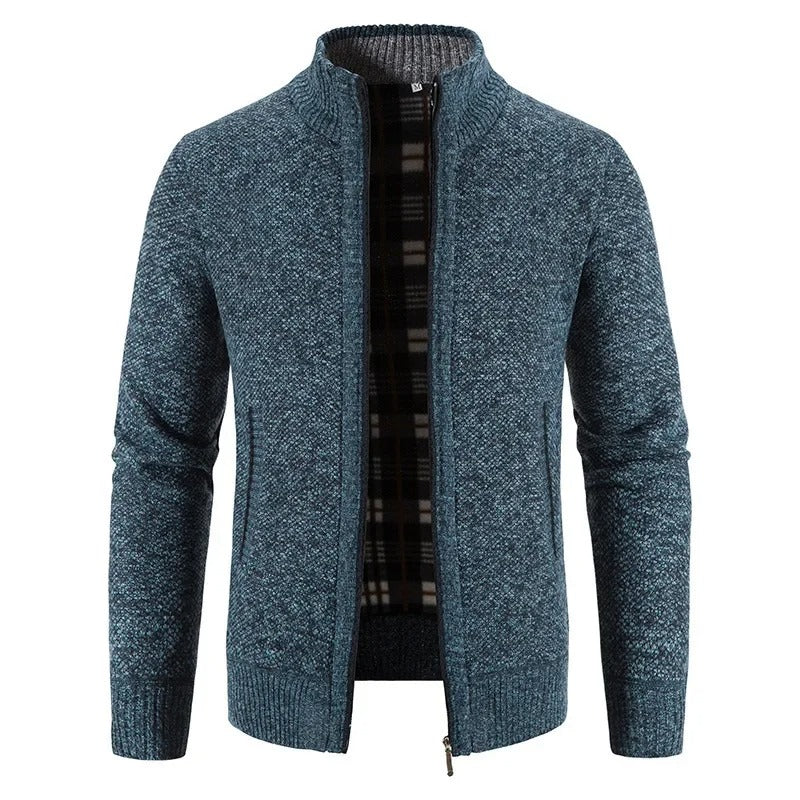 Varm fleece-cardigan med lynlås til mænd