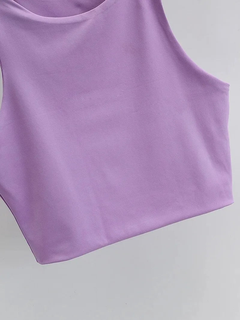 Ærmeløs O-hals Slim Fit Tank Top til kvinder