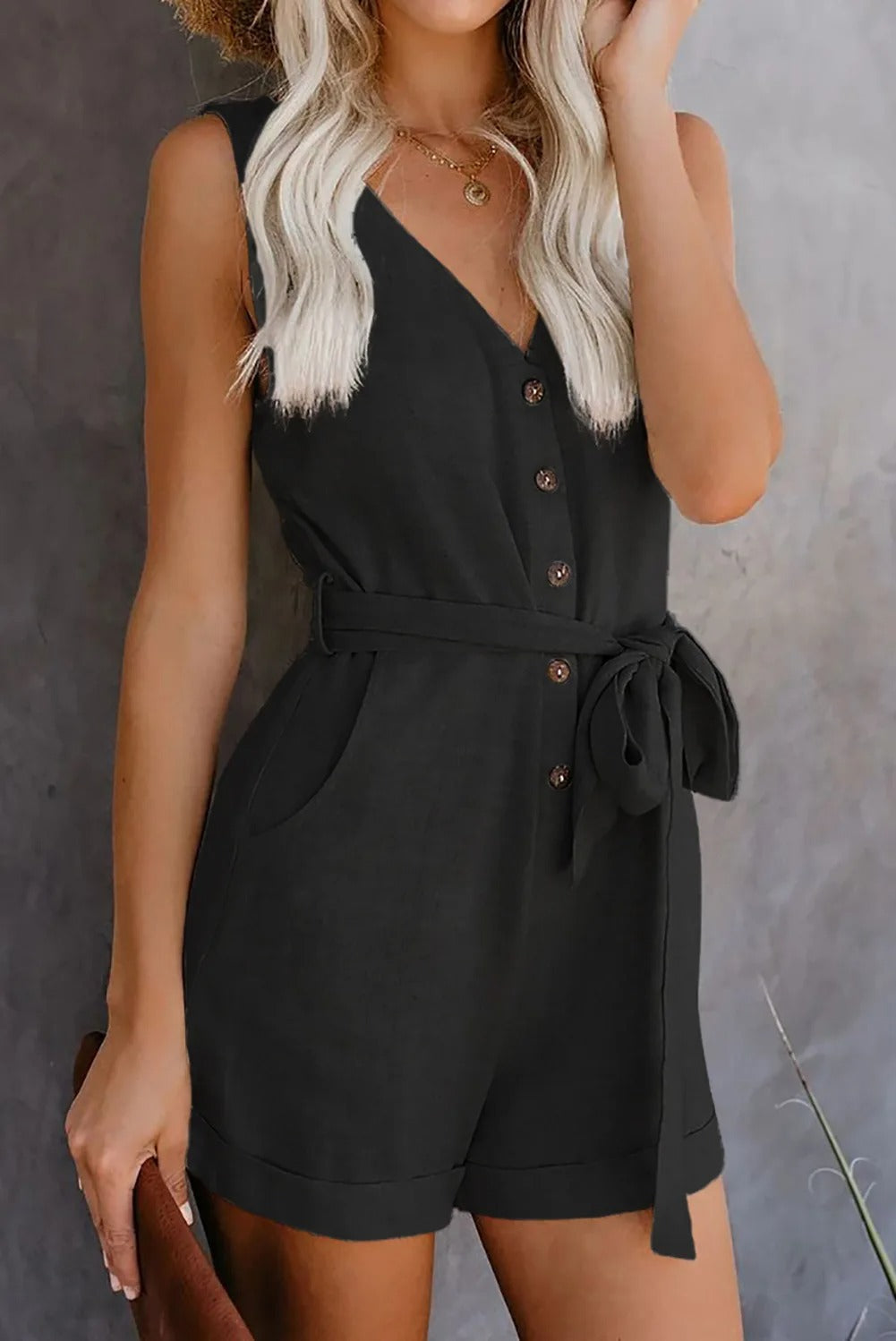 Afslappet jumpsuit med V-hals til kvinder