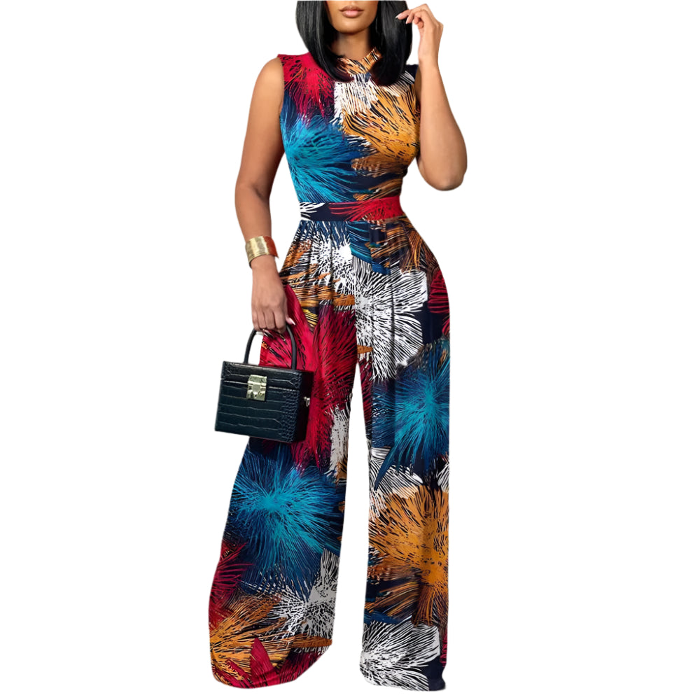 Jumpsuit med trykt slim talje til kvinder