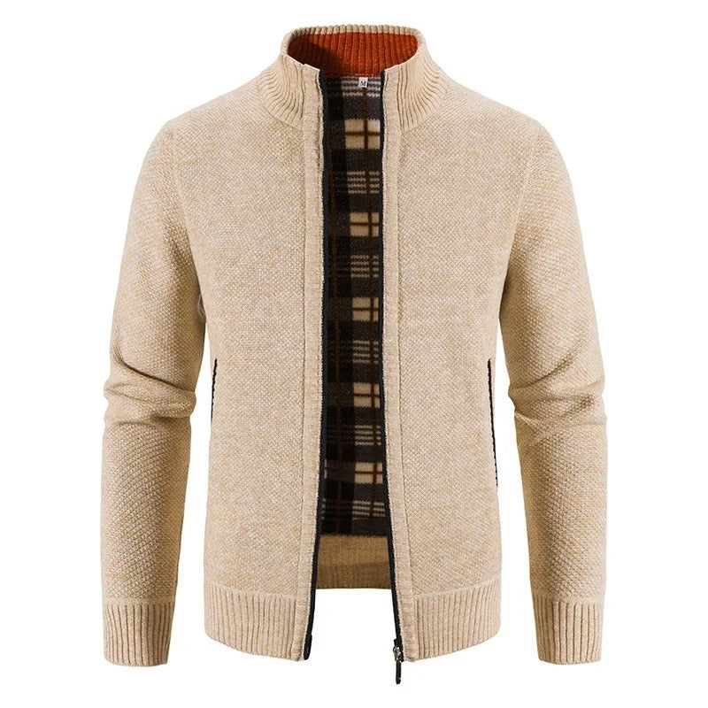 Varm fleece-cardigan med lynlås til mænd