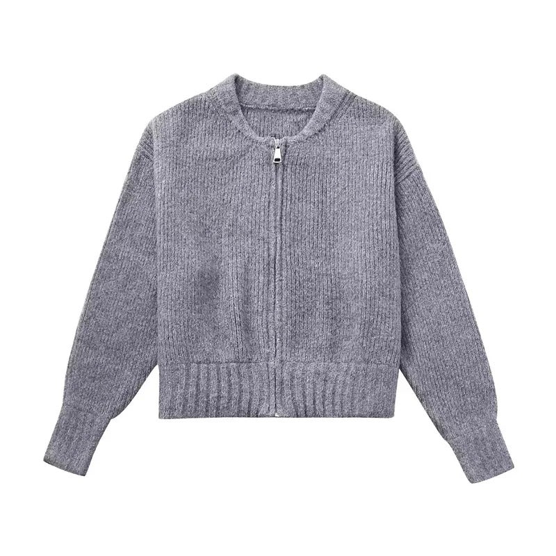 Casual strikket sweater med lynlås til kvinder