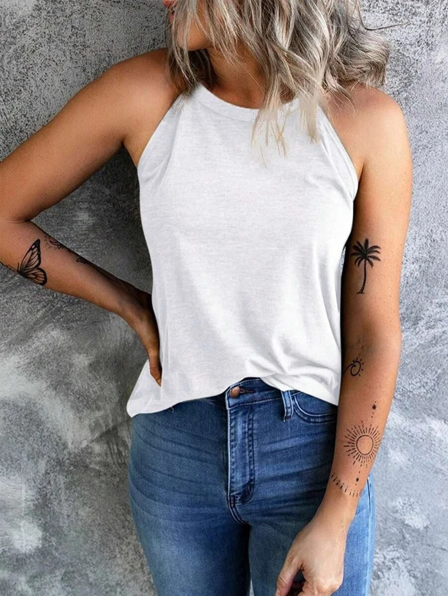 Ærmeløs halterneck-tanktop til kvinder