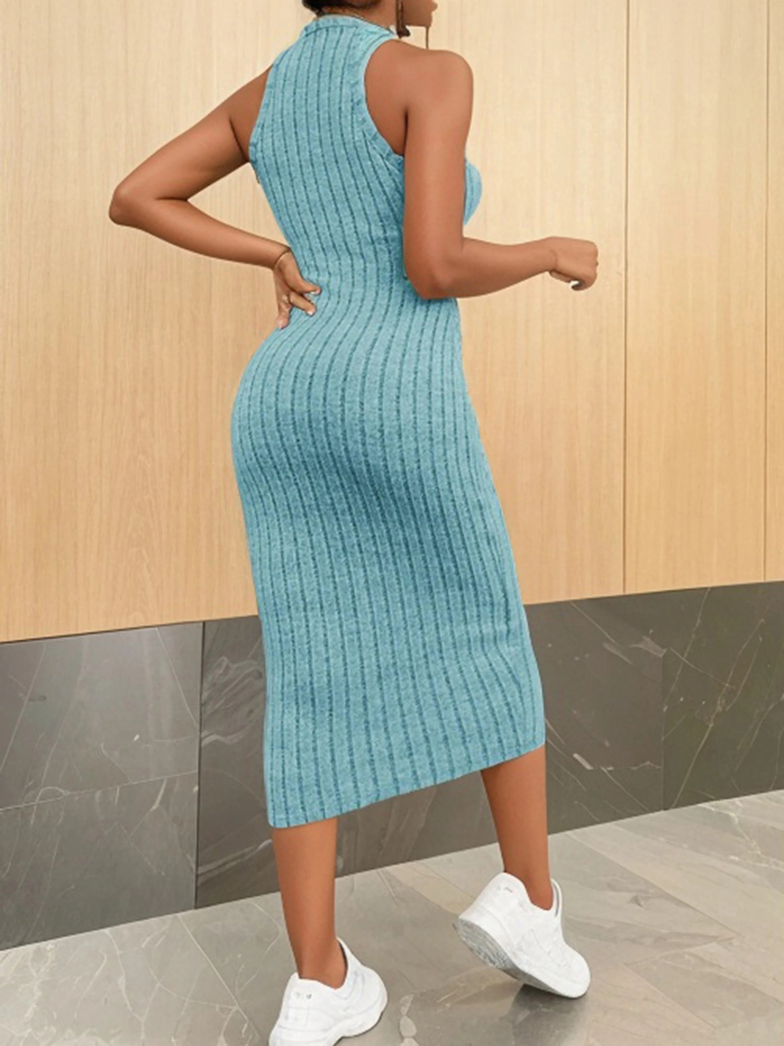 Halterneck bodycon midi-kjole til kvinder