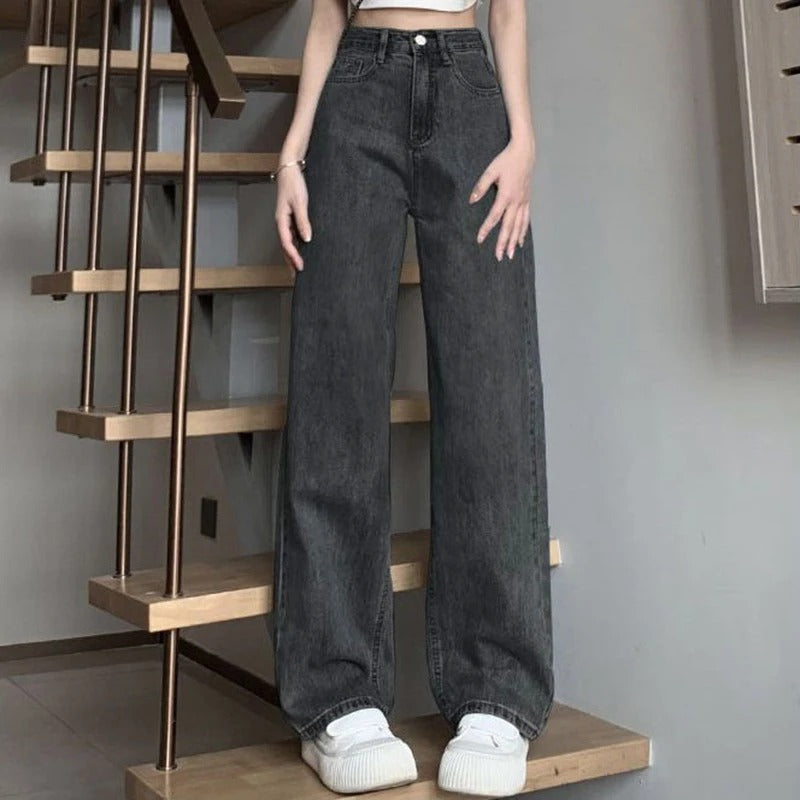 Vintage jeans med brede ben til kvinder