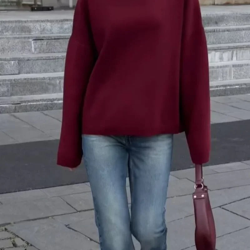 Casual strikket sweater med standkrave