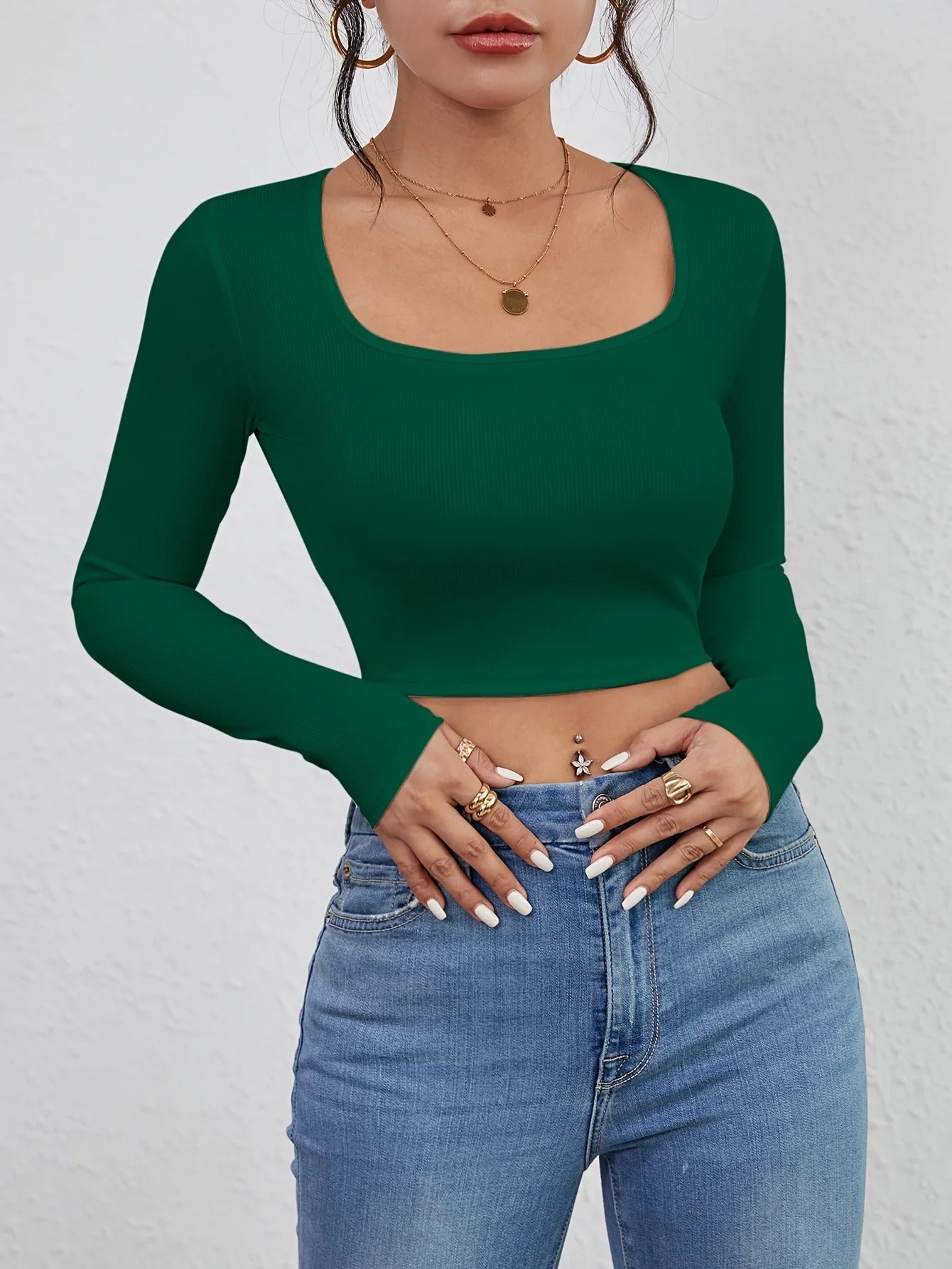 Kvinders firkantet hals Slim Fit T-shirt