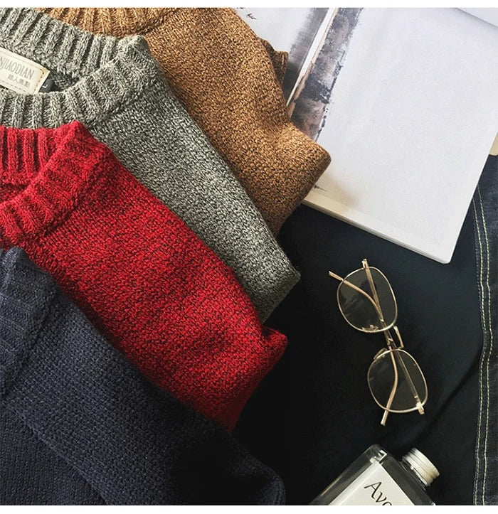 Oversized patch-strikket sweater til mænd