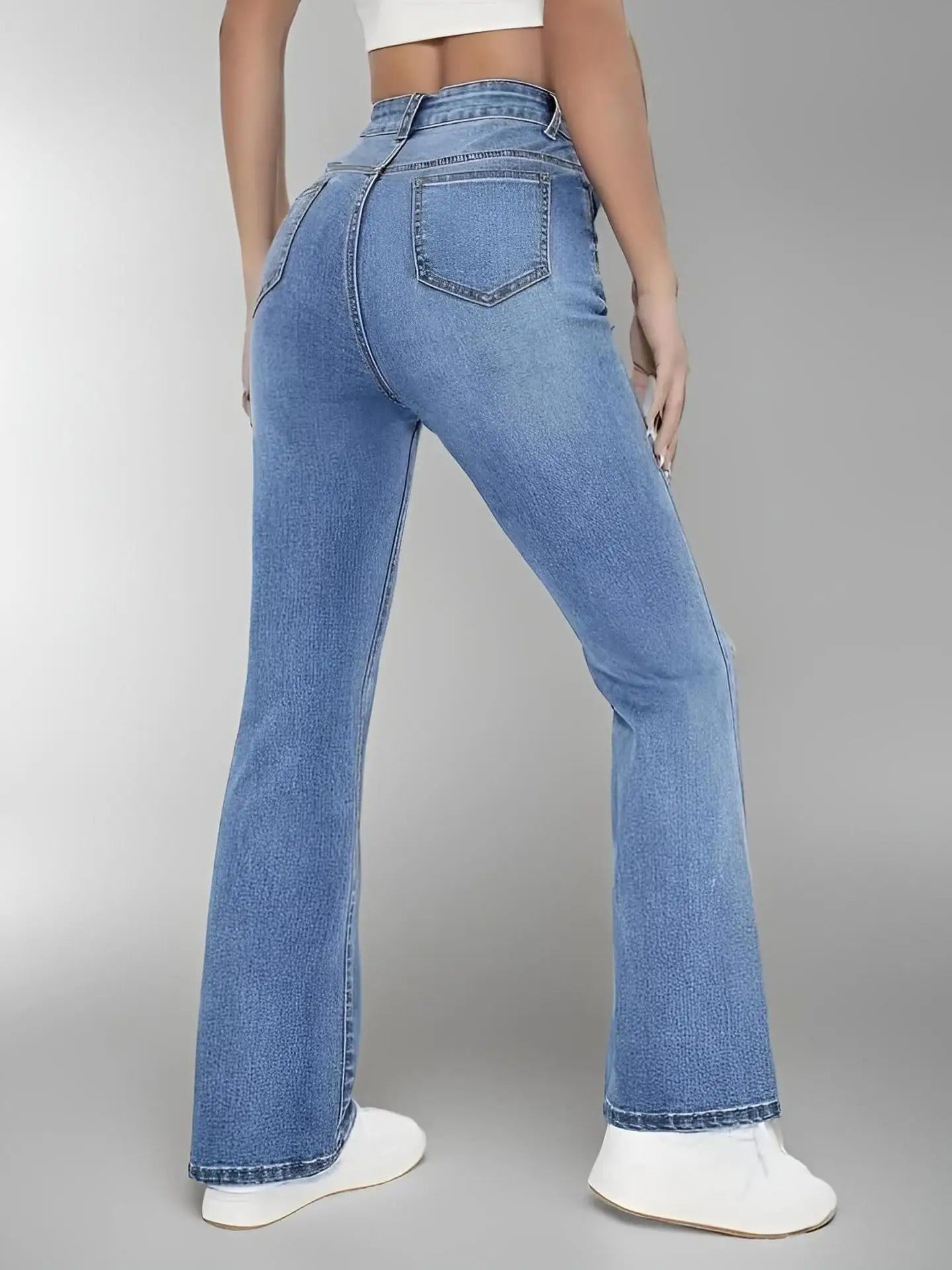 Højtaljede jeans til kvinder til hverdagsbrug