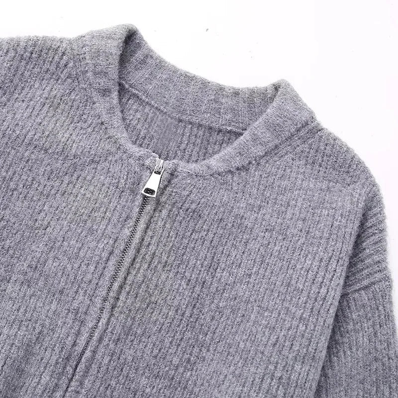 Casual strikket sweater med lynlås til kvinder