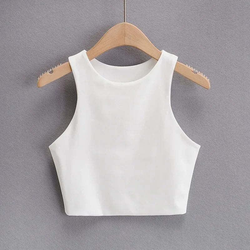 Ærmeløs O-hals Slim Fit Tank Top til kvinder